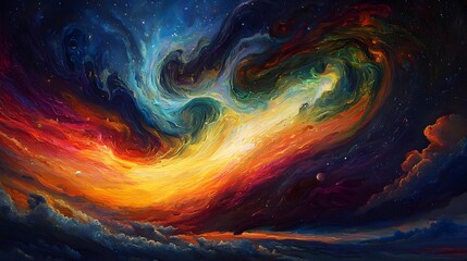 Swirling colors in the night sky - celestial vibrant