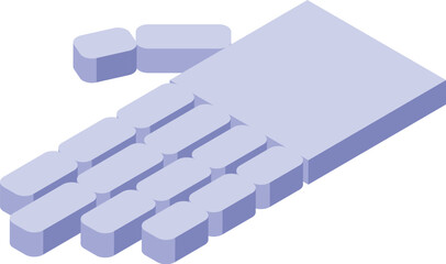 Sticker - Left hand is extending, showing the palm and four fingers and a thumb in an isometric 3d style