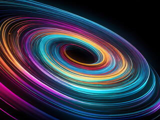 Wall Mural - 3D Spectrum Light Trails Long-Exposure Effect of Moving Light Trails in a Full Spectrum of Colors, Creating a Vivid Swirl