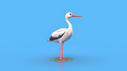 Sticker - Stork 3d cartoon style