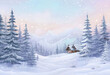 © raza - snowy landscape with evergreen trees