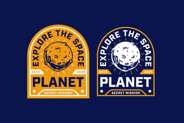 comet, meteor, moon and planet space vintage badge logo vector collection design for astronaut, adve