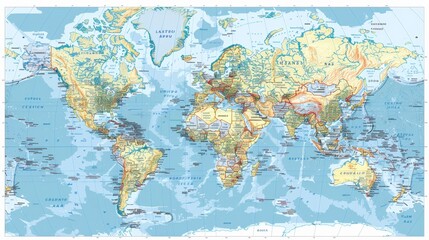  Draw a detailed world map that includes major highways and railways, highlighting key transportation networks.