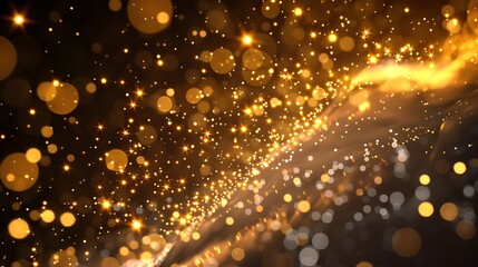 Wall Mural - abstract background showcasing a dazzling array of golden sparkles and bokeh lights against a dark b