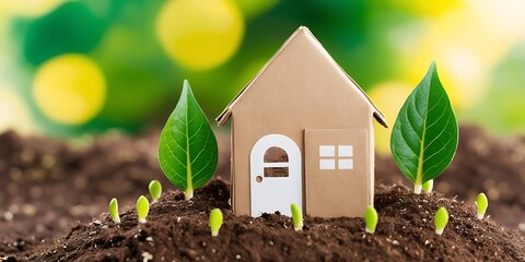 Increasing trend in eco-friendly property investments, showcasing buildings with green technology and renewable energy sources  