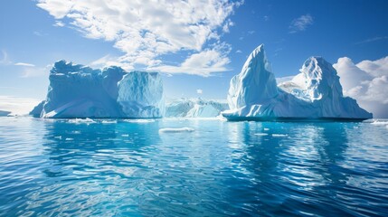 Canvas Print - Icebergs drift silently in polar seas, majestic sculptures of frozen water in the Arctic expanse.