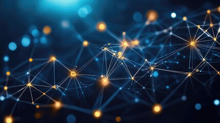 Fototapete - High tech technology geometric and connection system background