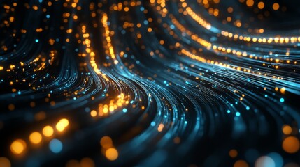 Fototapete - Abstract 3D illustration of data transmission in cyberspace