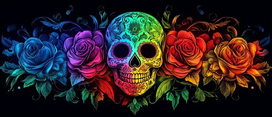 neon skull , banner design