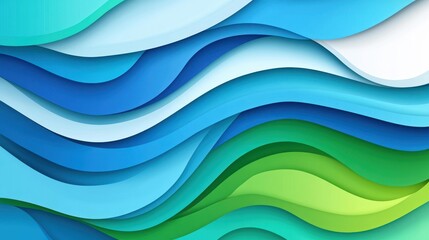 Canvas Print - Vibrant blue and green waves create a stunning abstract background, perfect for a modern, cartoonstyle illustration.