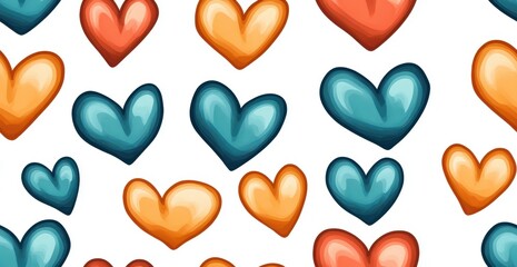 Sticker - Bright cartoon hearts dance on a crisp white backdrop, perfect for adding a touch of playfulness to any design project.