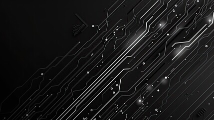 Abstract Technology Background - Black and White Circuit Board
