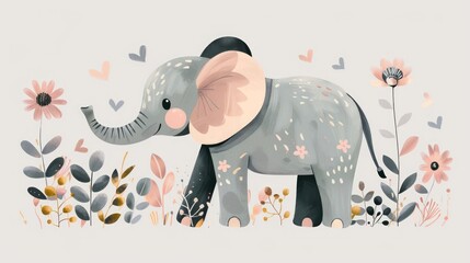 Wall Mural - cute seamless pattern of elephant 