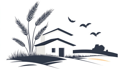 Wall Mural - Simple Silhouette Farm Illustration Perfect for Branding