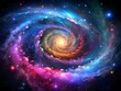 © design vector - Majestic Swirling Galaxy with Vibrant Colors and Glowing Stars in Deep Space