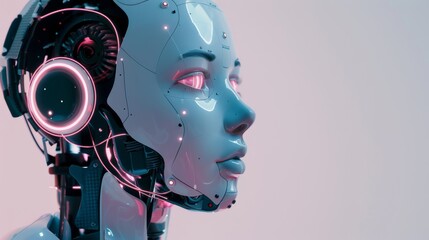 Aufkleber - Robotic humanoid head with advanced AI technology