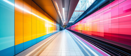 colourful train station modern minimalist