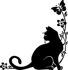 Canvas Print - Cat ornament corner border