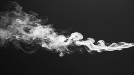 Wall Mural - Steady white smoke plume, black background, striking contrast