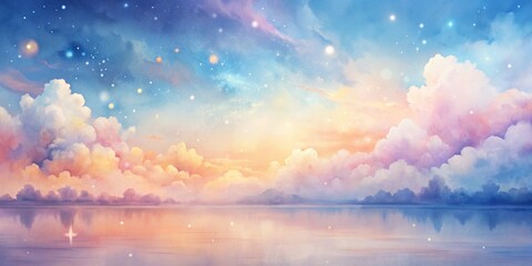 Sticker - Celestial Dreamscape: Pastel Sunset Over Tranquil Waters 