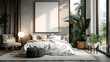 © aviavlad - Cozy modern bedroom with large windows and natural light showcasing indoor plants