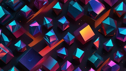 Wall Mural - Colorful holographic 3D abstract shapes. Generative Ai.