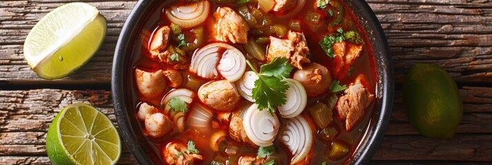 Canvas Print - Menudo Soup Topped with Lime and Onions