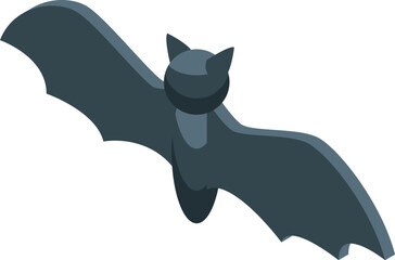 Sticker - Black bat spreading its wings is flying in this isometric view