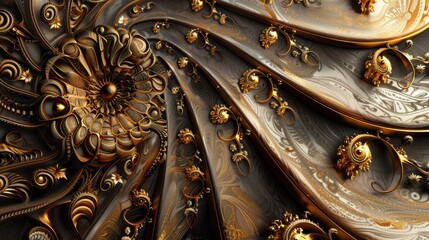 Wall Mural - Intricate golden swirling patterns create a stunning visual effect, showcasing elegance and sophistication in design.