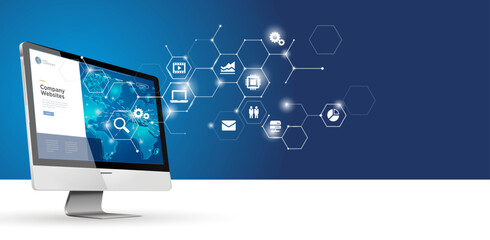 Wall Mural - digital network banner