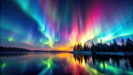 Sticker - Abstract backdrop of colorful aurora borealis in the night sky, aurora, backdrop, abstract, sky, night, colorful