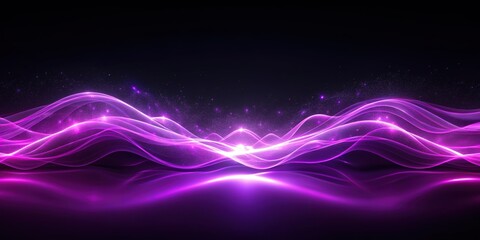 Wall Mural - Glowing purple waves against dark backdrop, purple, waves, abstract, background, luminous, vibrant, glowing, neon