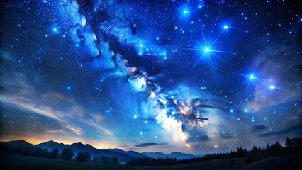 blue star sky at dark night background