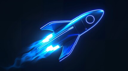 Wall Mural - digital rockets launch into outer space. boosting and taking off career concepts. abstract spaceship