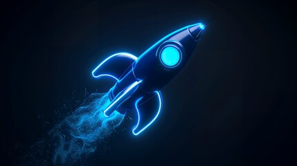 Wall Mural - digital rockets launch into outer space. boosting and taking off career concepts. abstract spaceship