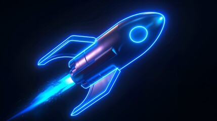 Wall Mural - digital rockets launch into outer space. boosting and taking off career concepts. abstract spaceship