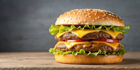 Poster - Double cheeseburger with pickles and special sauce on a sesame seed bun, burger, cheeseburger, pickles, special sauce