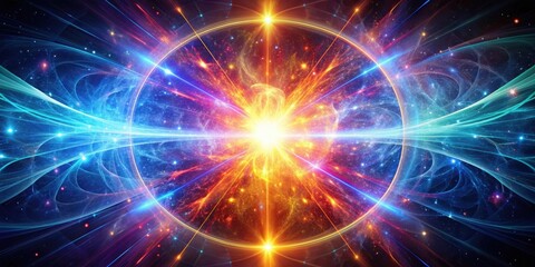 Wall Mural - vibrant visualization of dynamic cosmic energy in a quantum field , energy, cosmic, vibrant, quantum