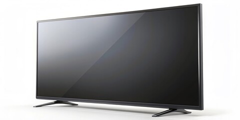 Poster - Black Slim LED TV seen from the side, electronics, television, modern, home entertainment, display, ultra-thin