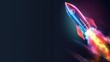 © Kanika Graphic - 3d illustration rocket space colorful holographic in dark background for Business start up and science concept