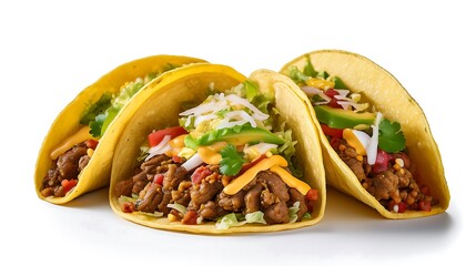 Wall Mural - Delicious Tacos with Ground Beef, Cheese, and Avocado