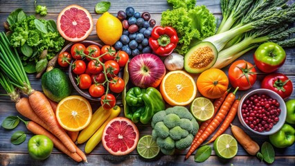 Canvas Print - Assortment of various fresh fruits and vegetables for detox concept, detox, healthy, clean eating, organic, nutrition, colorful