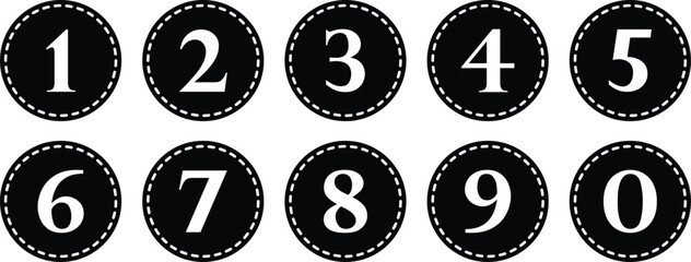 Wall Mural - simple numbers icon with black circle. from 0 to 9. number button vector illustration.
