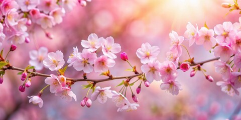 Poster - Beautiful cherry blossom flower background wallpaper, cherry blossom, pink, spring, blooming, petals, floral, nature, tree