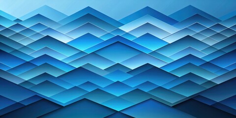 Canvas Print - Layered blue geometric shapes forming a tranquil abstract landscape, geometric, blue, shapes, serene, abstract, landscape