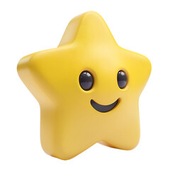 star-struck emoji isolated on transparent background,rendered as a 3d emoticon with starry eyes,smil