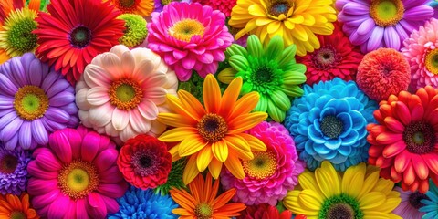 Poster - Vibrant and colorful flower backgrounds, perfect for adding a pop of freshness to any design project, flowers, spring, nature