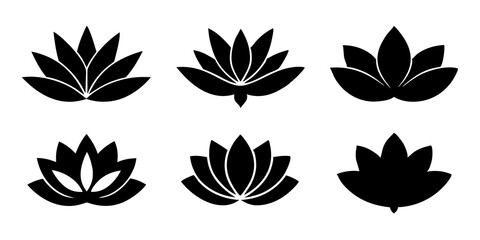 Wall Mural - Set of silhouettes lotus flower icon logo design vector illustration