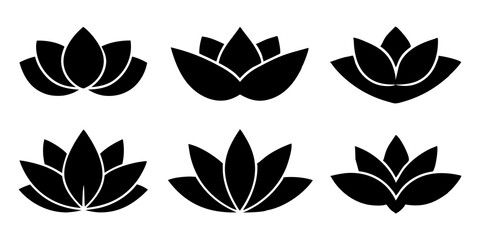 Wall Mural - Set of silhouettes lotus flower icon logo design vector illustration