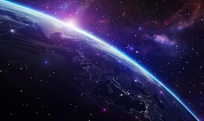 Wall Mural - global telecommunications network and cryptocurrency